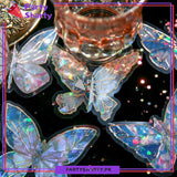 3D Ice Crystals Holographic Shiny Transparent Butterflies - Pack of 10 For Wall or Event Decoration