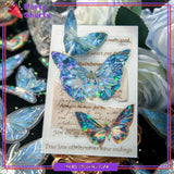 3D Ice Crystals Holographic Shiny Transparent Butterflies - Pack of 10 For Wall or Event Decoration