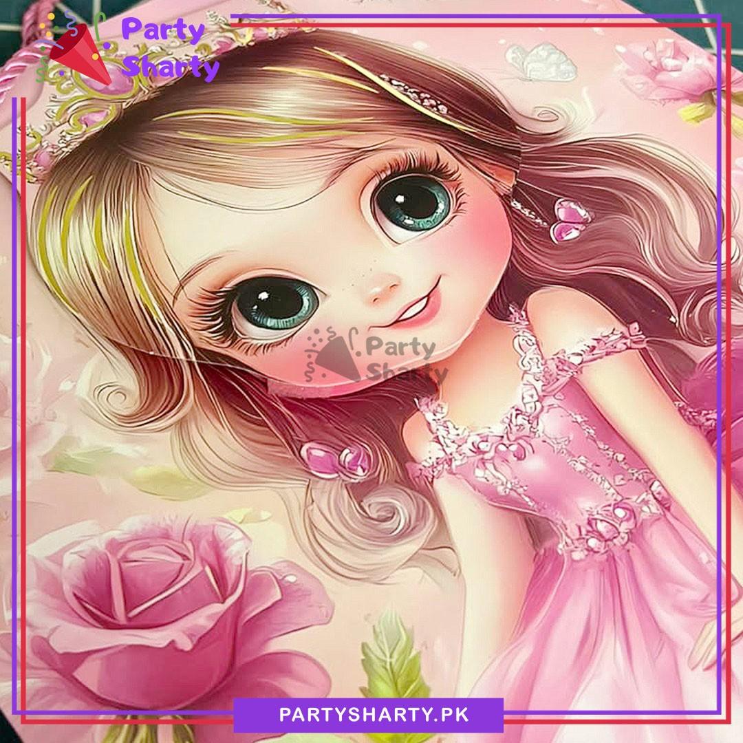 3D Little Princess with Crown Printed Gift Bag For Princess Theme Birthday Gifts
