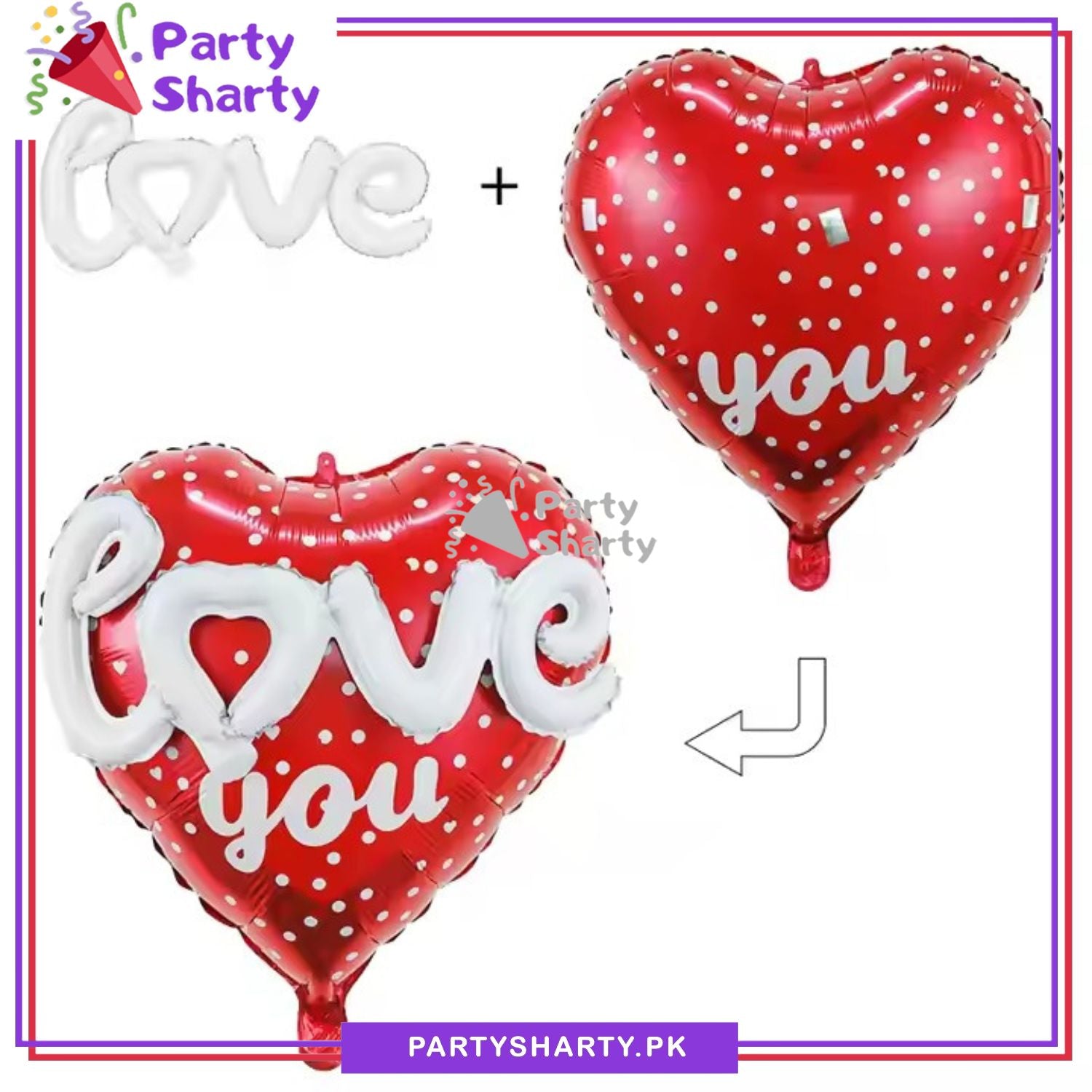 3D Love You Heart Shaped Foil Balloons For Party Decoration and Celebration