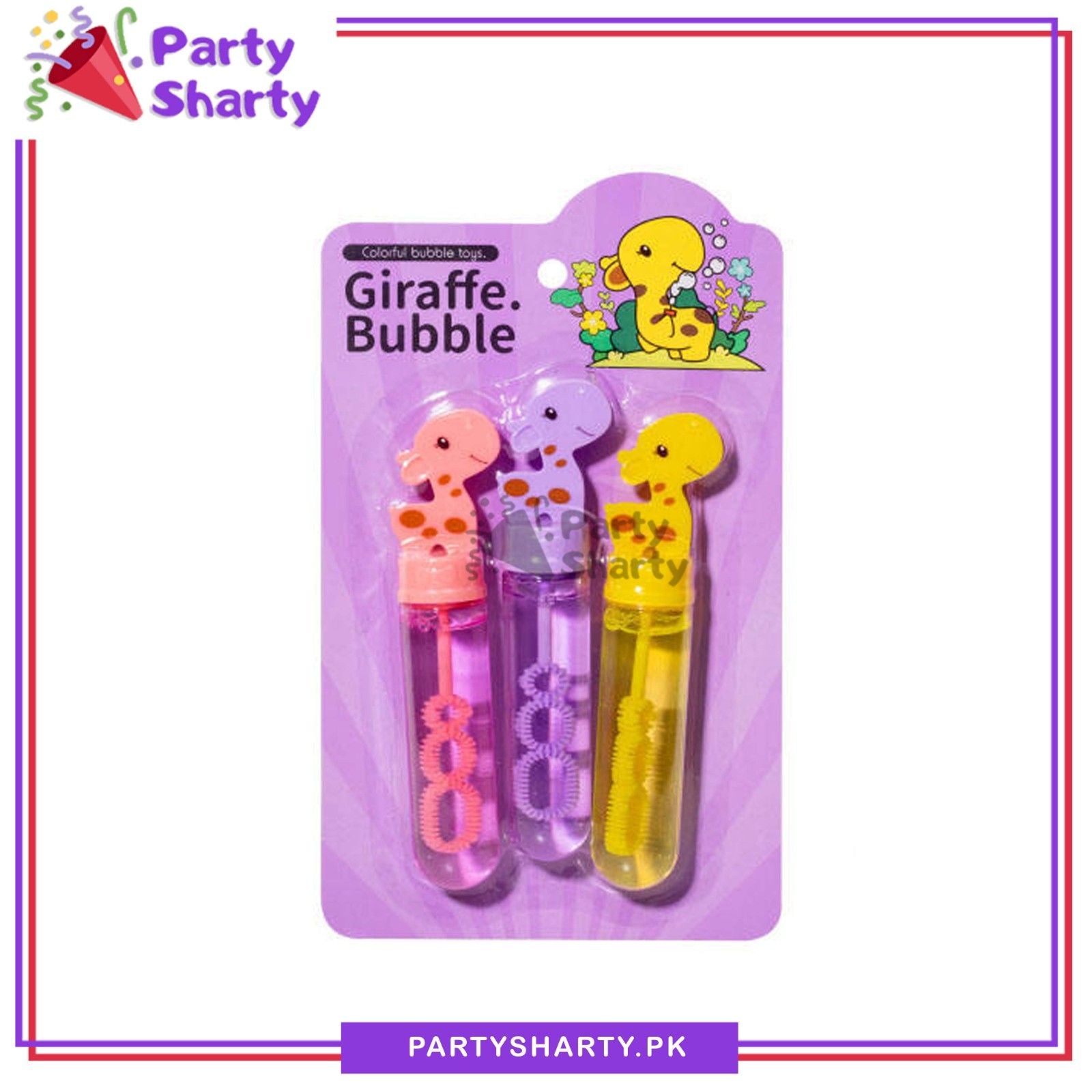 3pcs Giraffe Bubble Stick Toy For Jungle/Safari Theme Birthday Goody Bags Favor Gifts