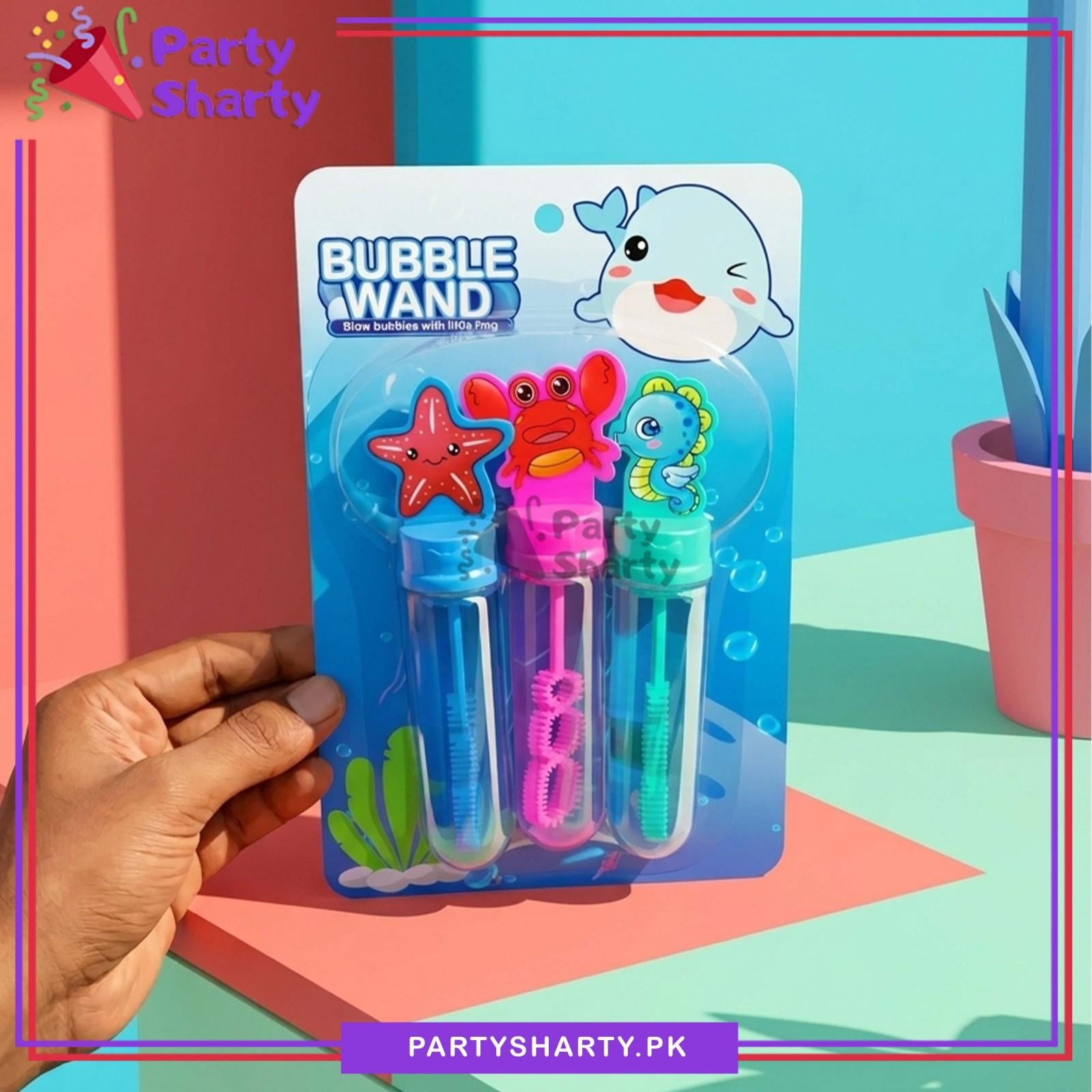 3pcs Grab, Starfish & Sea Horse Bubble Stick Toy For Under The Sea Theme Birthday Favor Gifts