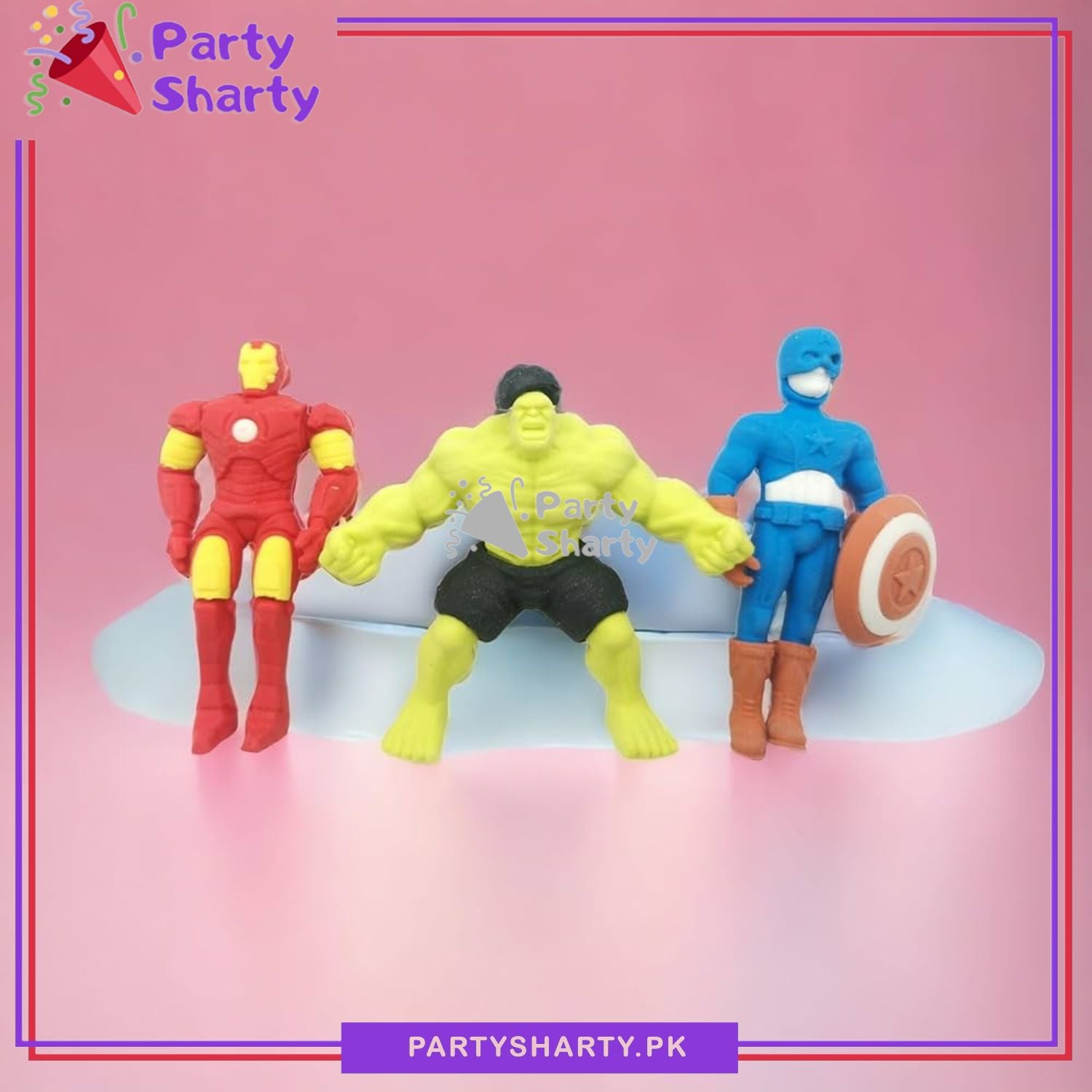 3pcs/Set Marvel Avenger Superhero Pencil Eraser for Kids - Hulk, Captain America, Iron Man