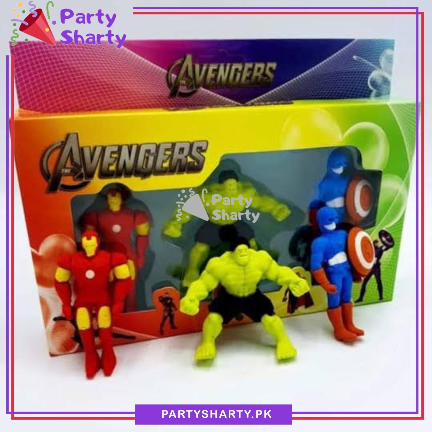 3pcs/Set Marvel Avenger Superhero Pencil Eraser for Kids - Hulk, Captain America, Iron Man