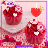 3pcs/Set Red Heart with Golden Crown Shaped Candle For Creative Birthday Cake Candle / Party Supplies