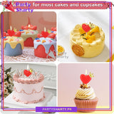 3pcs/Set Red Heart with Golden Crown Shaped Candle For Creative Birthday Cake Candle / Party Supplies
