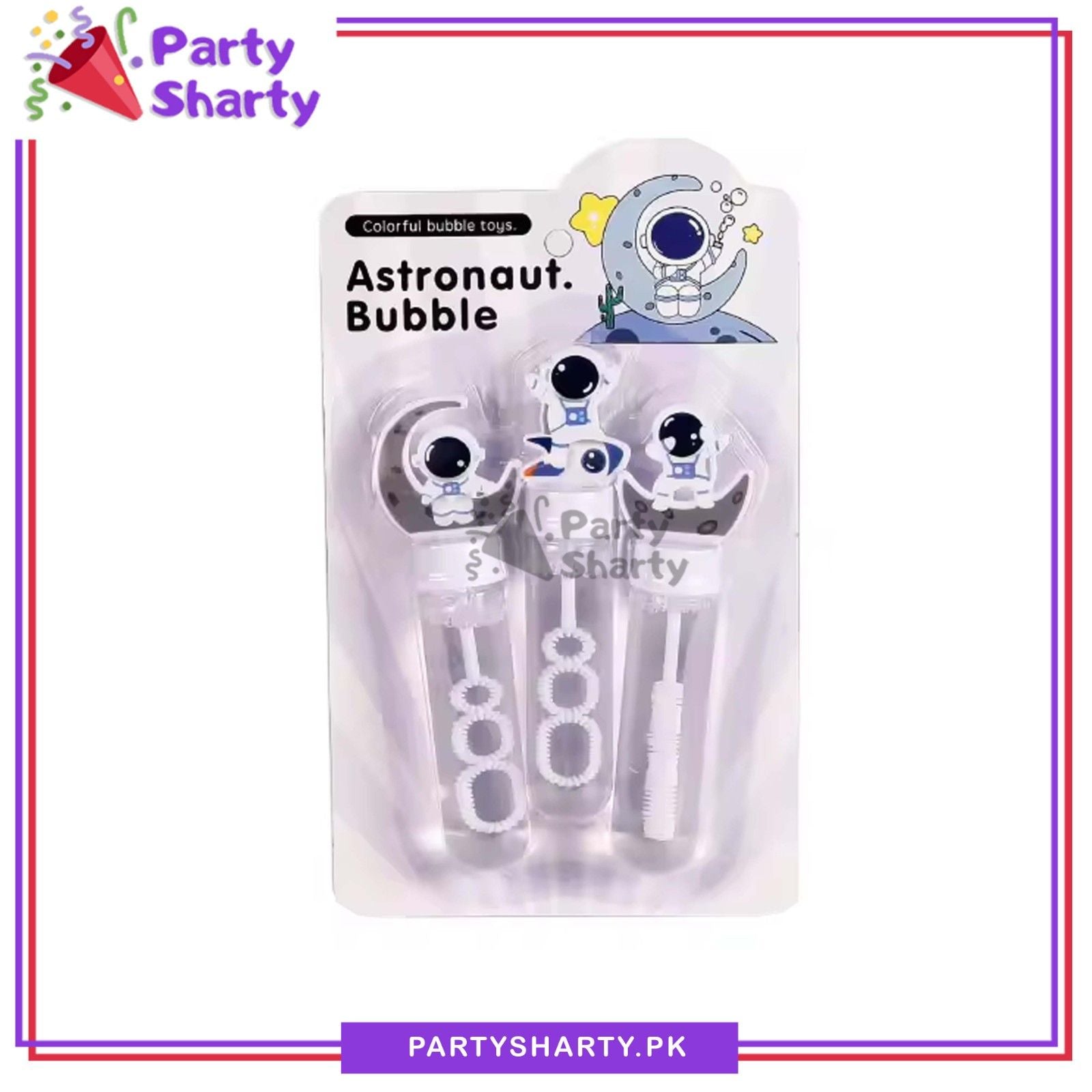 3pcs Spaceman With Crescent Moon Theme Bubble Toys For Space Theme Birthday Goody Bags Favor Gifts