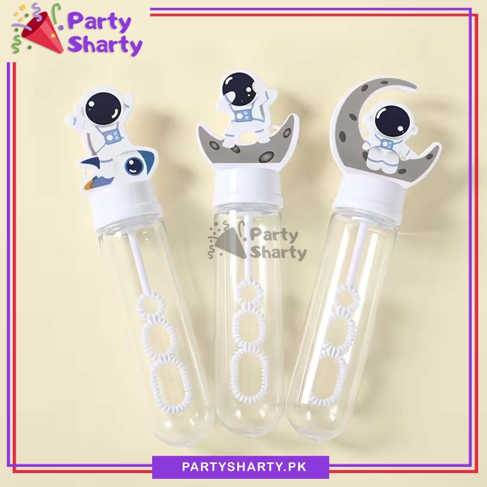 3pcs Spaceman With Crescent Moon Theme Bubble Toys For Space Theme Birthday Goody Bags Favor Gifts