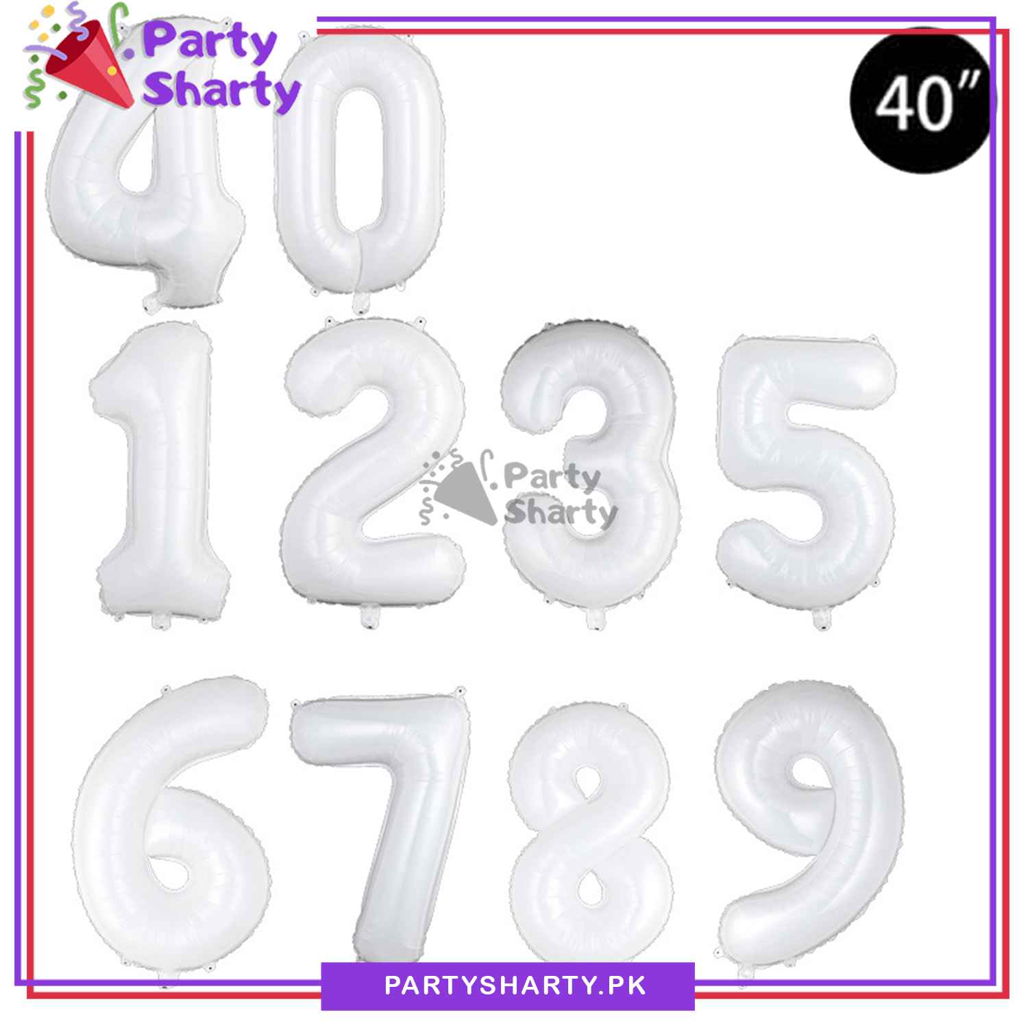 White Number Foil Balloon - Jumbo Size (40 inches) for Birthday / Anniversary Party Decoration and Celebration