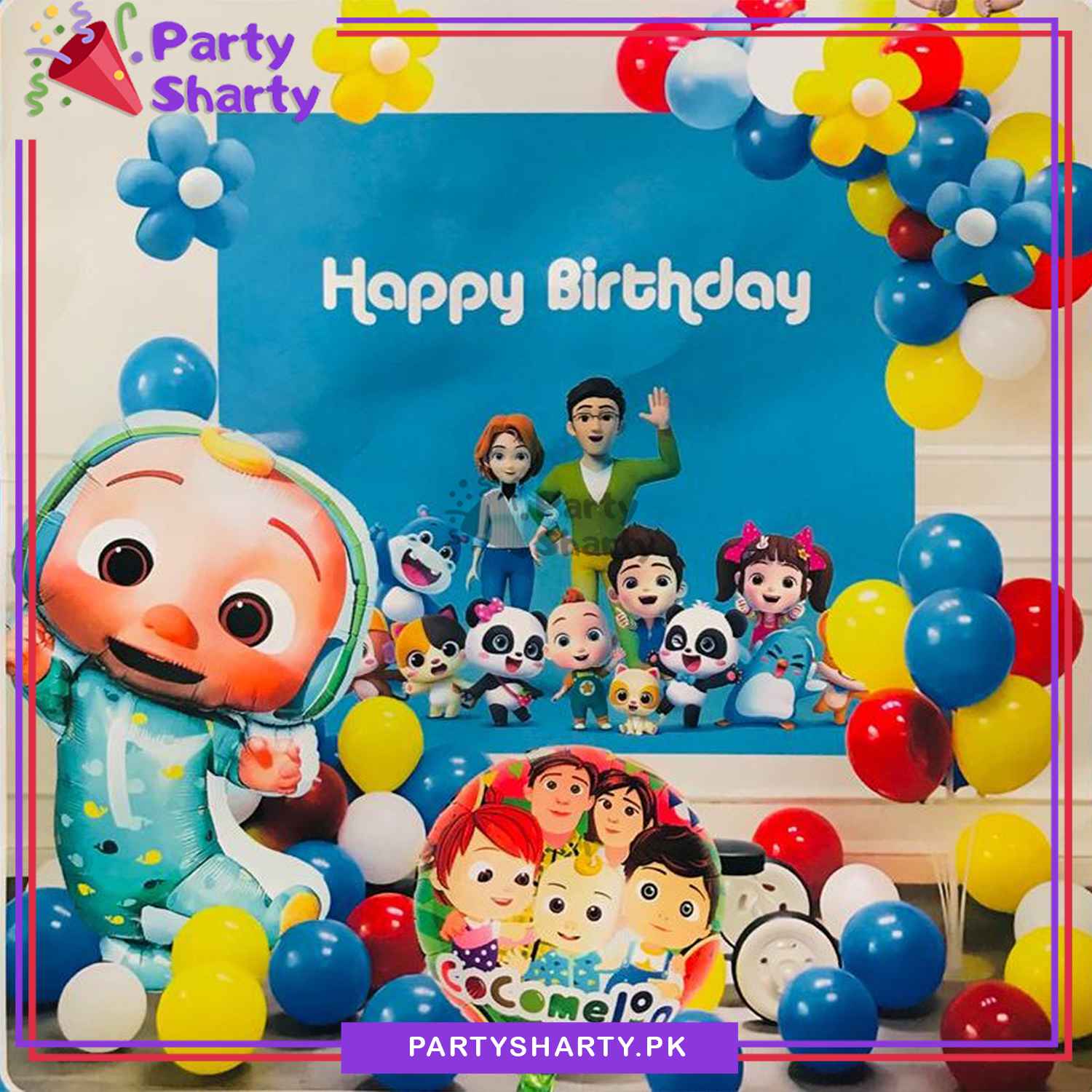 46pcs Happy Birthday Cocomelon Theme Set for Theme Based Birthday Decoration and Celebration
