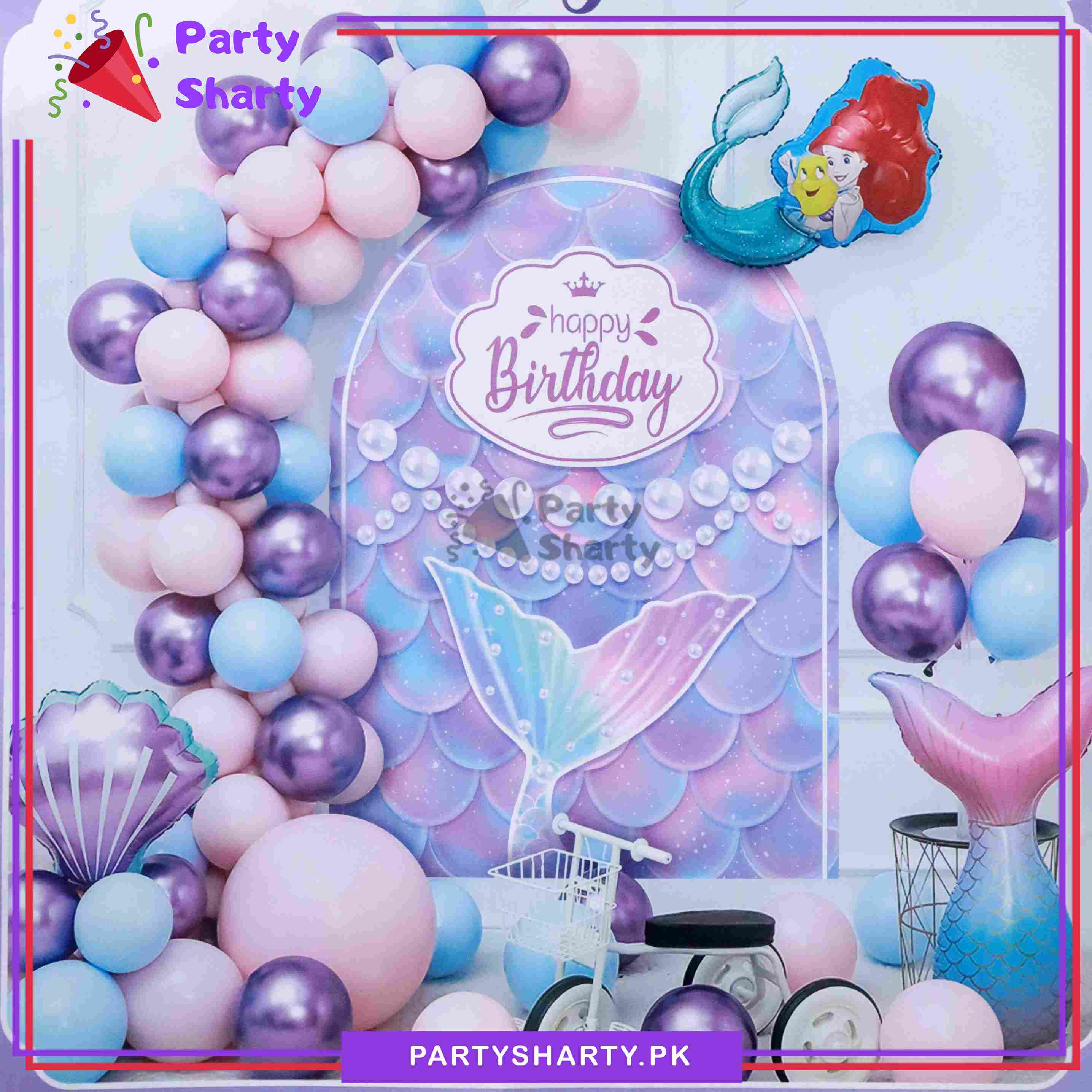 47pcs Mermaid Theme Set for Theme Based Birthday Decoration & Celebration