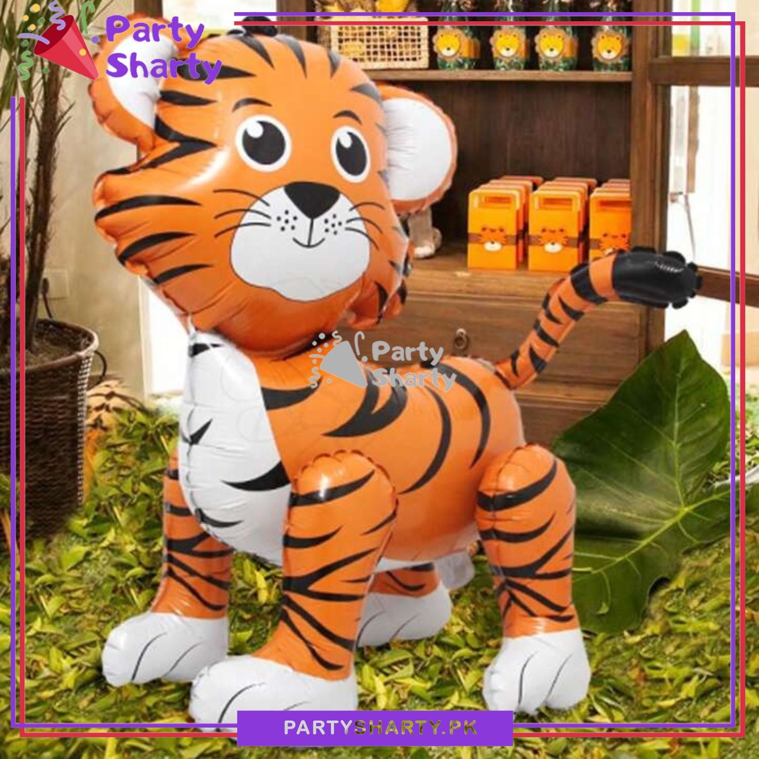 4D Cute Tiger Foil Balloons for Jungle / Safari Theme Birthday Party and Decoration