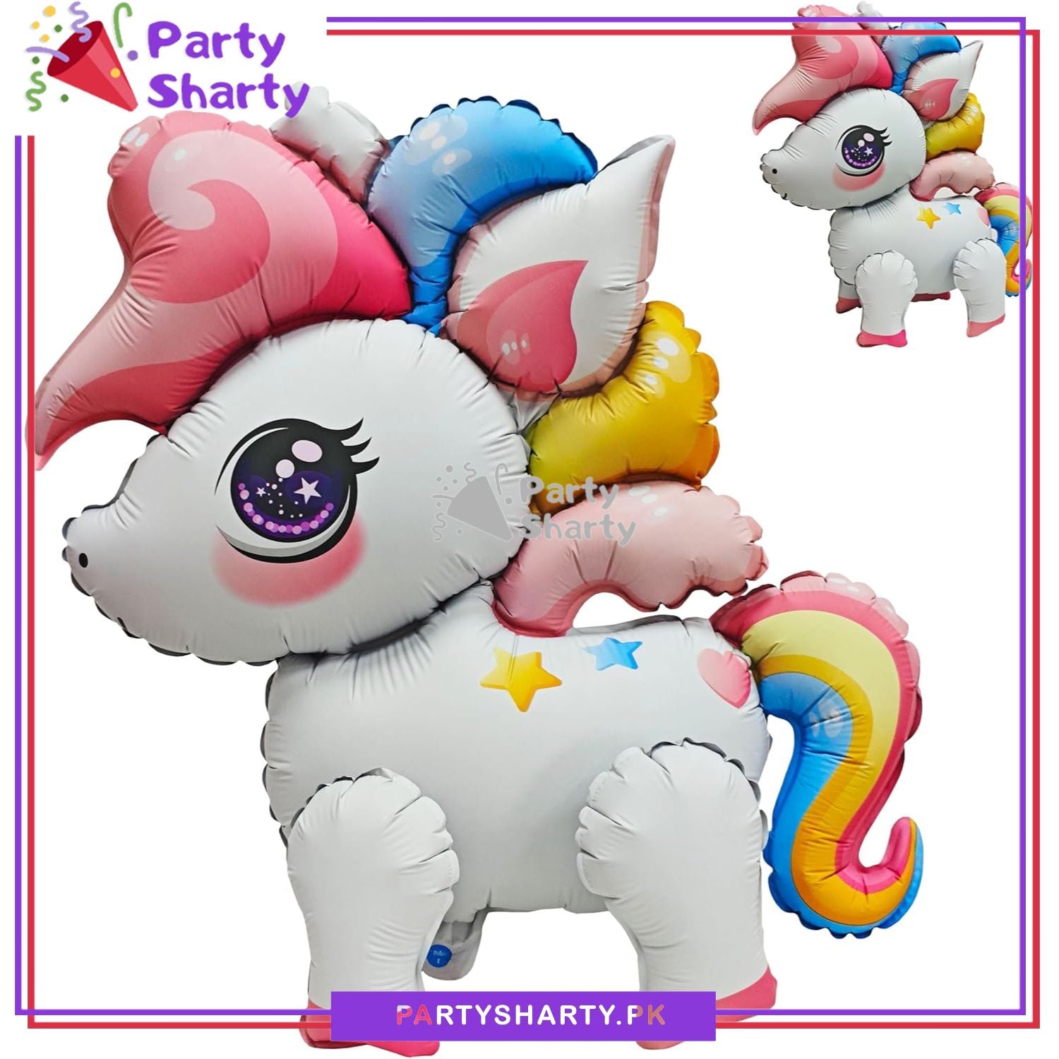 4D Cute Unicorn Foil Balloons for Unicorn Theme Birthday Party and Decoration