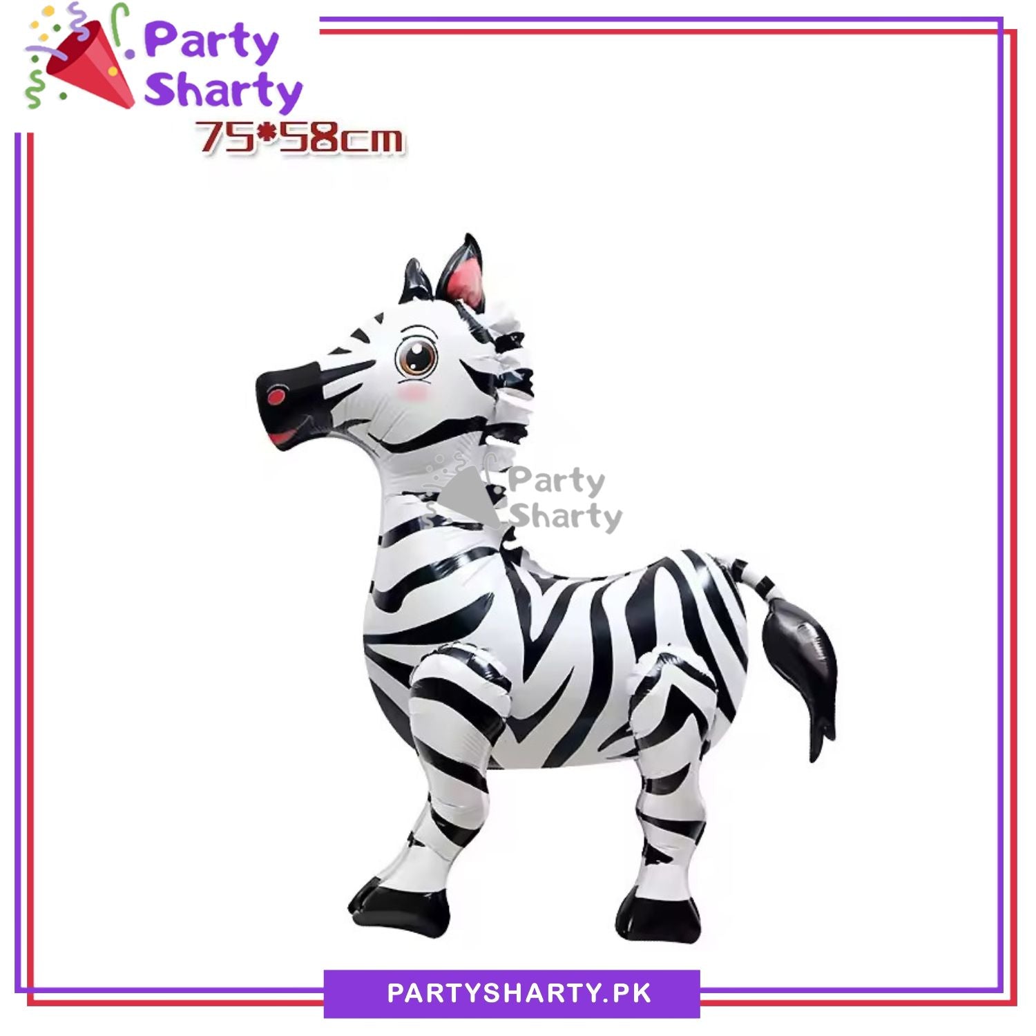 4D Cute Zebra Foil Balloons for Jungle / Safari Theme Birthday Party and Decoration