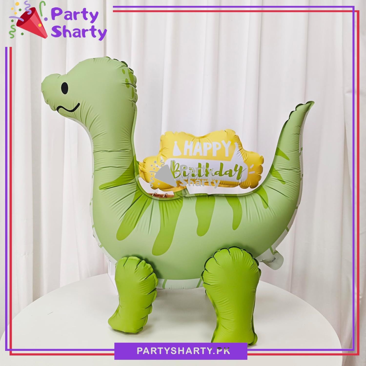 4D Matte Cute Happy birthday Printed Green dinosaur Foil Balloons for Dinosaur Theme Birthday Party and Decoration