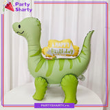 4D Matte Cute Happy birthday Printed Green dinosaur Foil Balloons for Dinosaur Theme Birthday Party and Decoration
