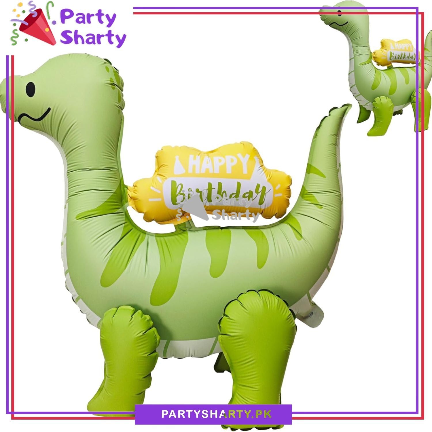 4D Matte Cute Happy birthday Printed Green dinosaur Foil Balloons for Dinosaur Theme Birthday Party and Decoration