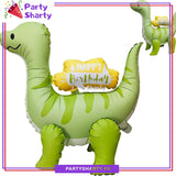 4D Matte Cute Happy birthday Printed Green dinosaur Foil Balloons for Dinosaur Theme Birthday Party and Decoration