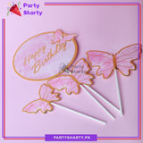 4pcs/Set Butterfly Theme Happy Birthday Cake Topper For Cake Decoration
