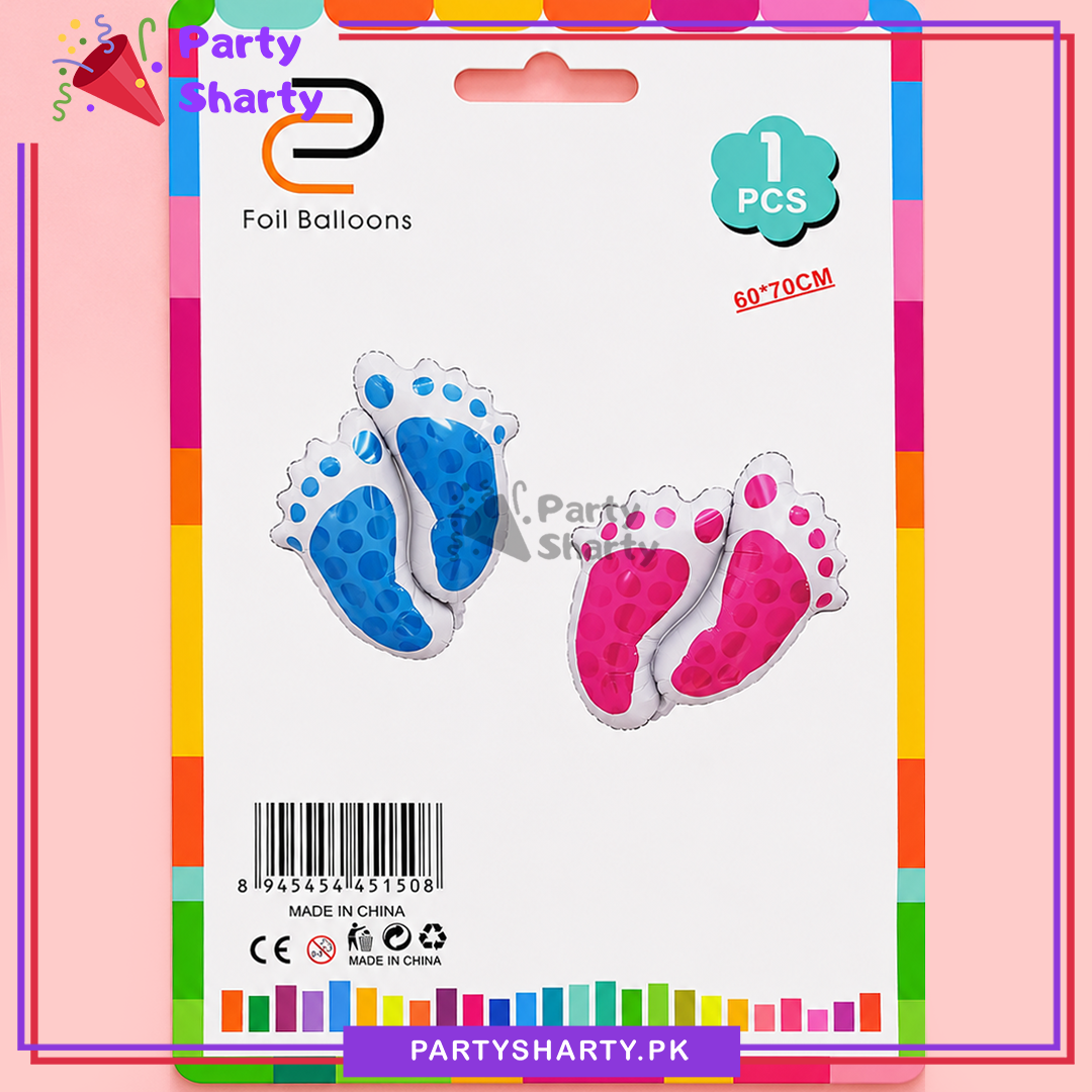 Blue Color Baby Feet Shaped Foil Balloon For Welcome Baby or Gender Reveal Party Decoration