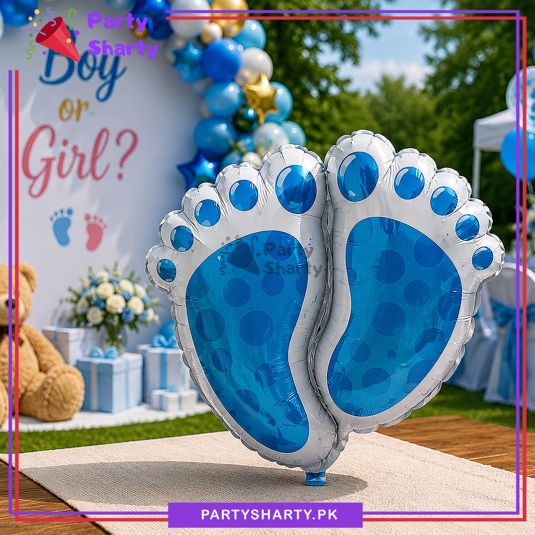 Blue Color Baby Feet Shaped Foil Balloon For Welcome Baby or Gender Reveal Party Decoration