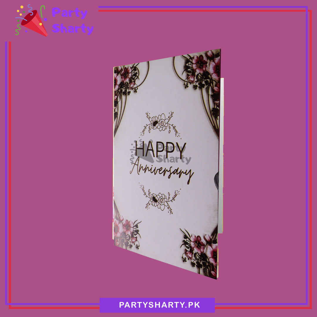 Happy Anniversary Floral Brown Design Greeting Card