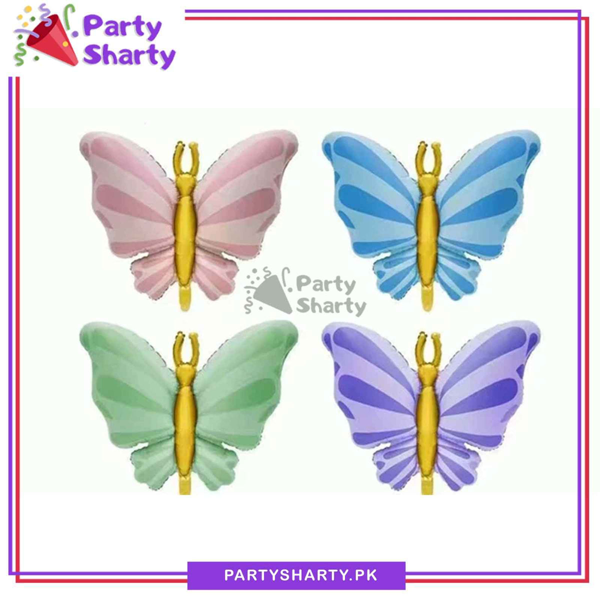 4pcs Pastel Color Butterfly Foil Balloons For Theme Party Decoration