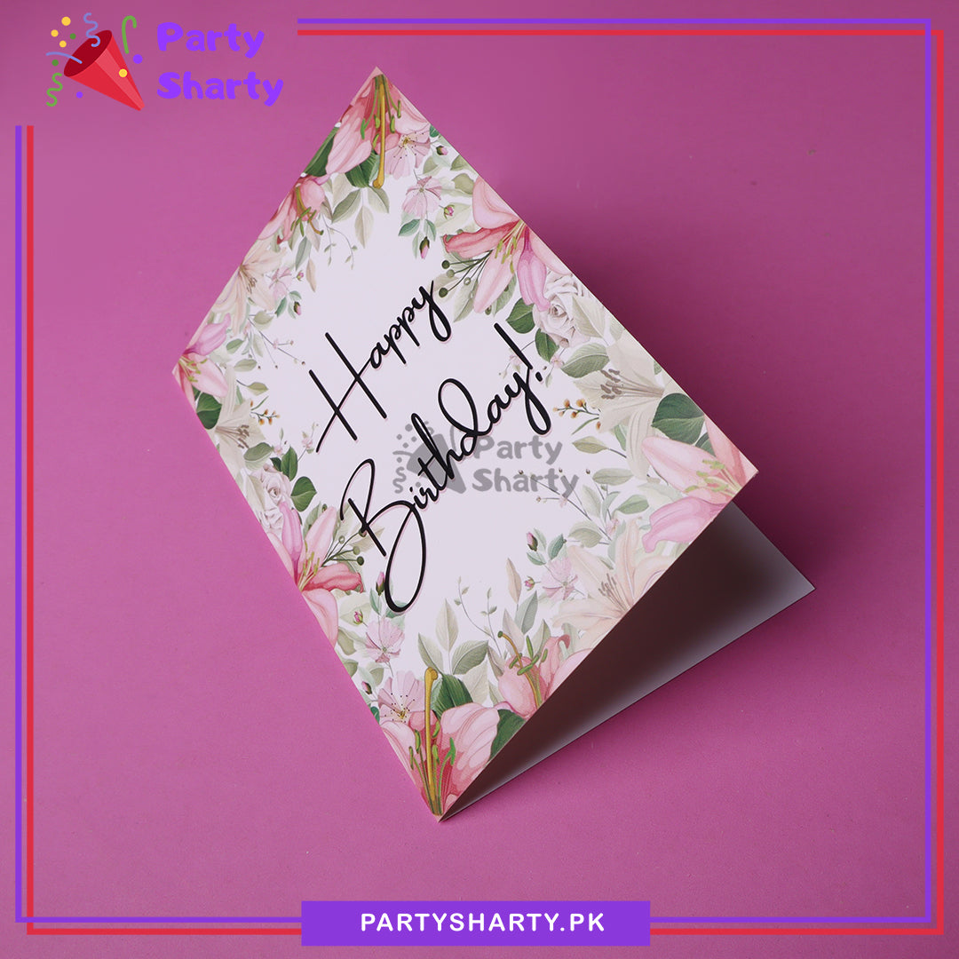 Happy Birthday Floral Design Greeting Card