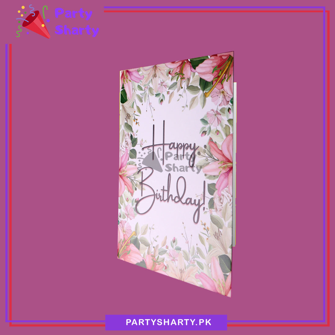 Happy Birthday Floral Design Greeting Card