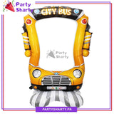 50inches City Bus Photo Frame Airloonz Foil Balloon For Back to School / Cocomelon Theme Birthday Party Decoration and Celebration