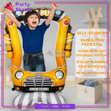 50inches City Bus Photo Frame Airloonz Foil Balloon For Back to School / Cocomelon Theme Birthday Party Decoration and Celebration