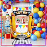 50inches City Bus Photo Frame Airloonz Foil Balloon For Back to School / Cocomelon Theme Birthday Party Decoration and Celebration