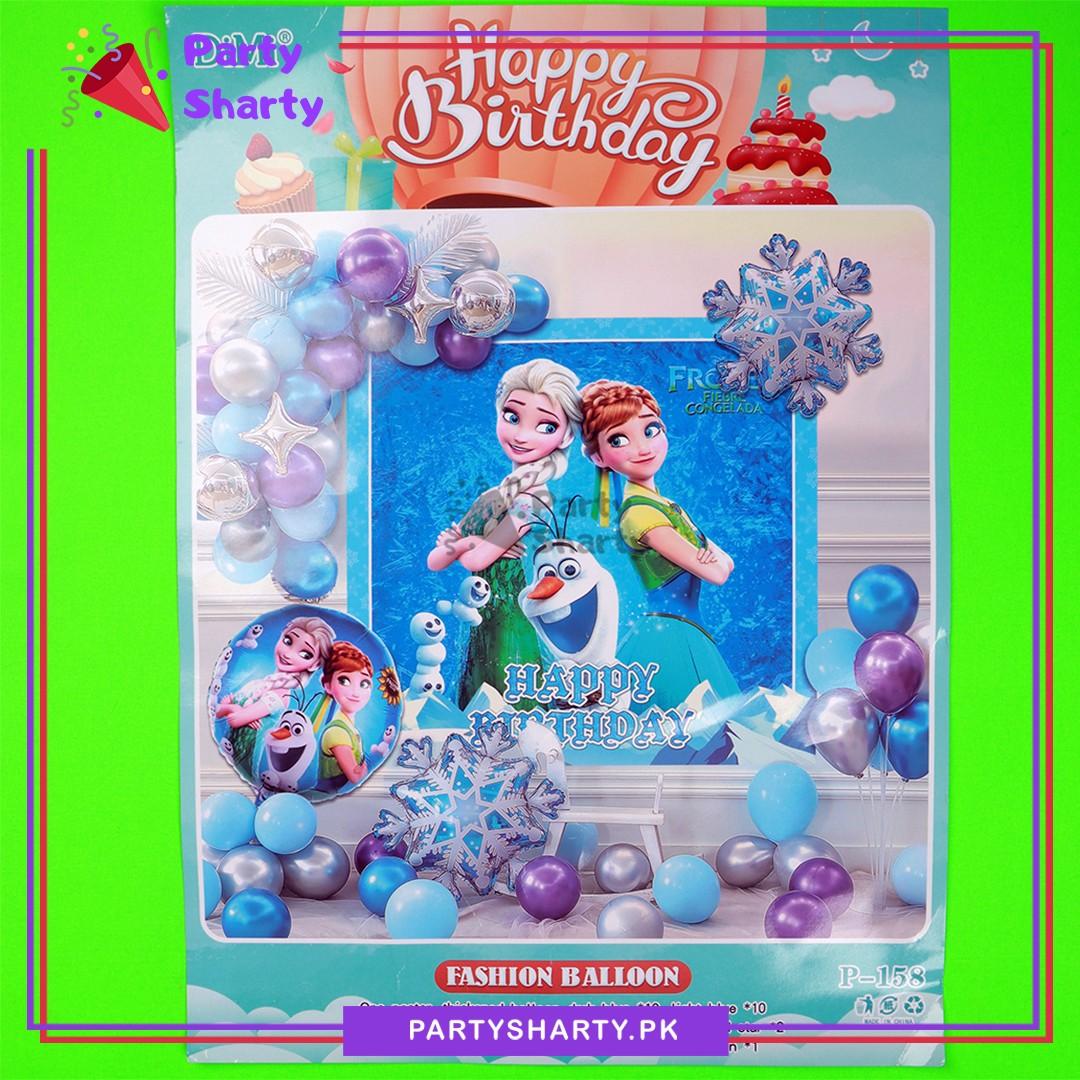 50pcs Happy Birthday Frozen Elsa & Anna Theme Set For Theme Based Birthday Decoration & Celebration