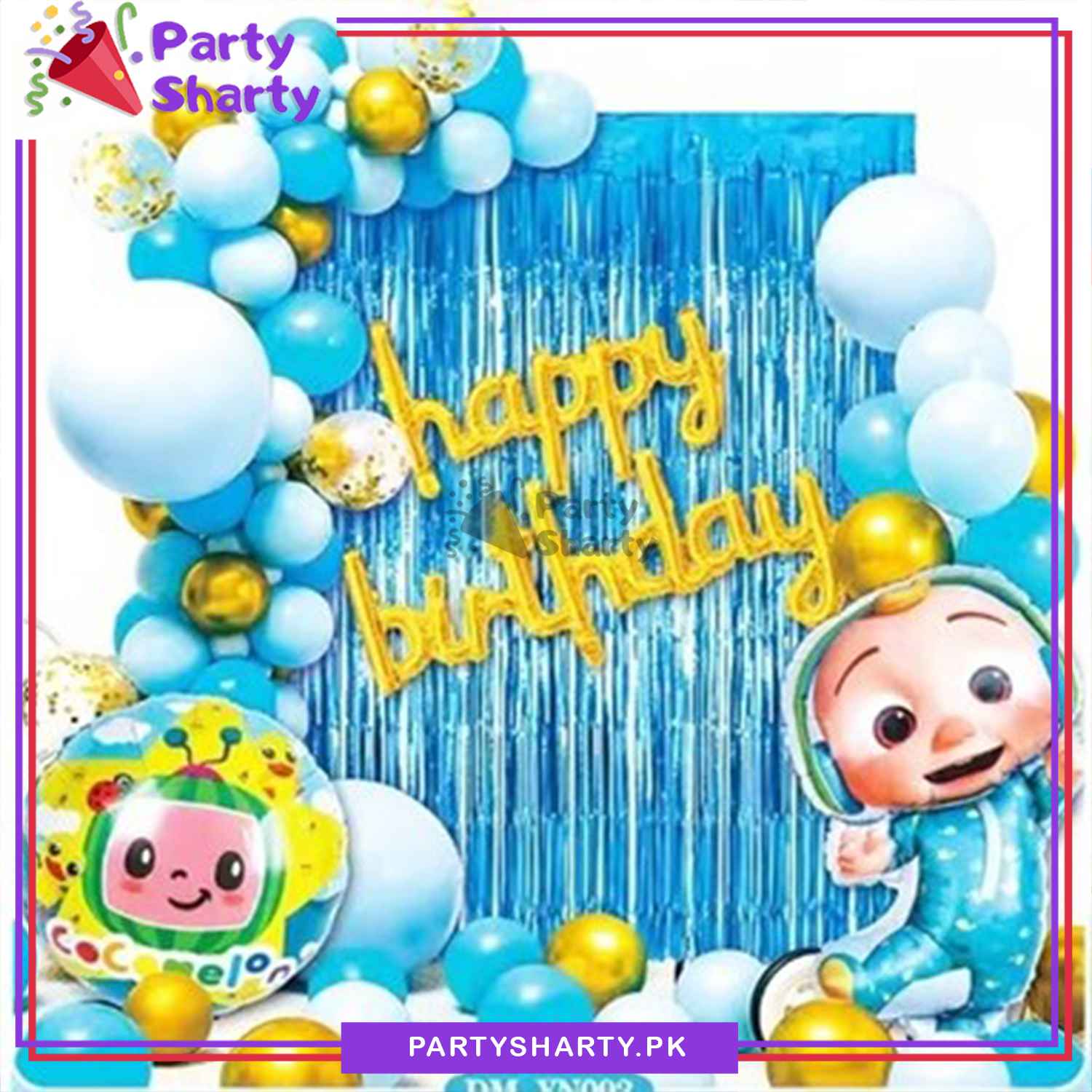 53pcs Happy Birthday Cocomelon Theme Set for Theme Based Birthday Decoration and Celebration