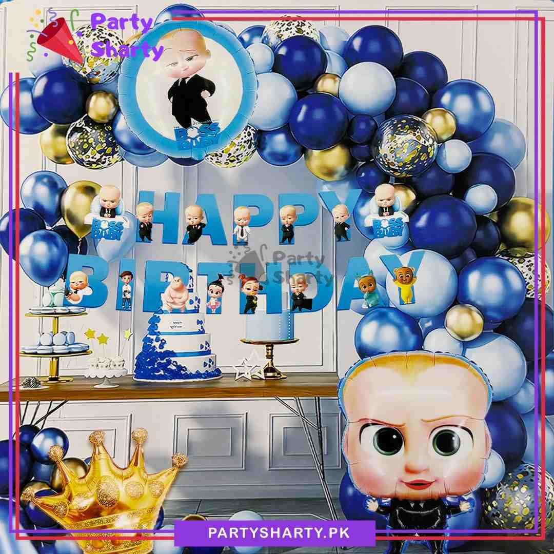70pcs Happy Birthday Boss Baby With Golden Crown Theme Set For Theme Based Celebration