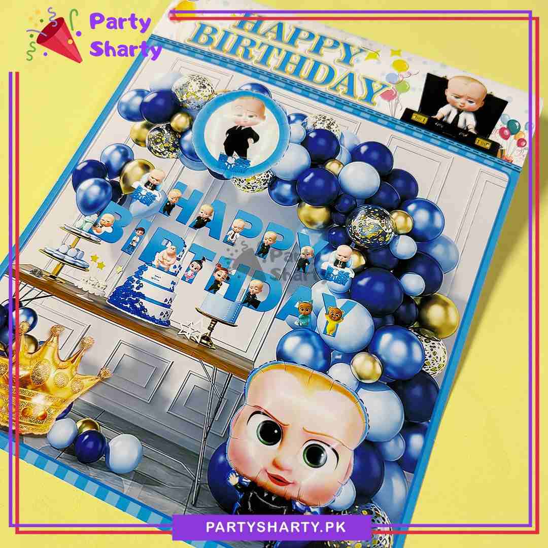 70pcs Happy Birthday Boss Baby With Golden Crown Theme Set For Theme Based Celebration