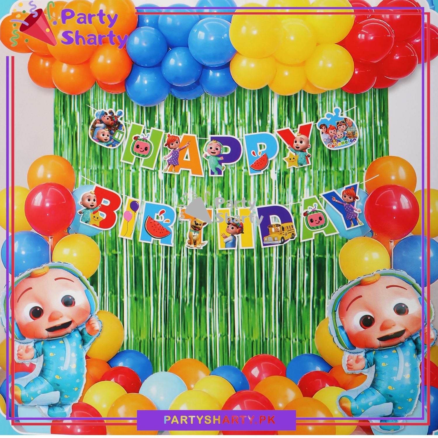 56pcs Happy Birthday Cocomelon Theme Set for Theme Based Birthday Decoration and Celebration