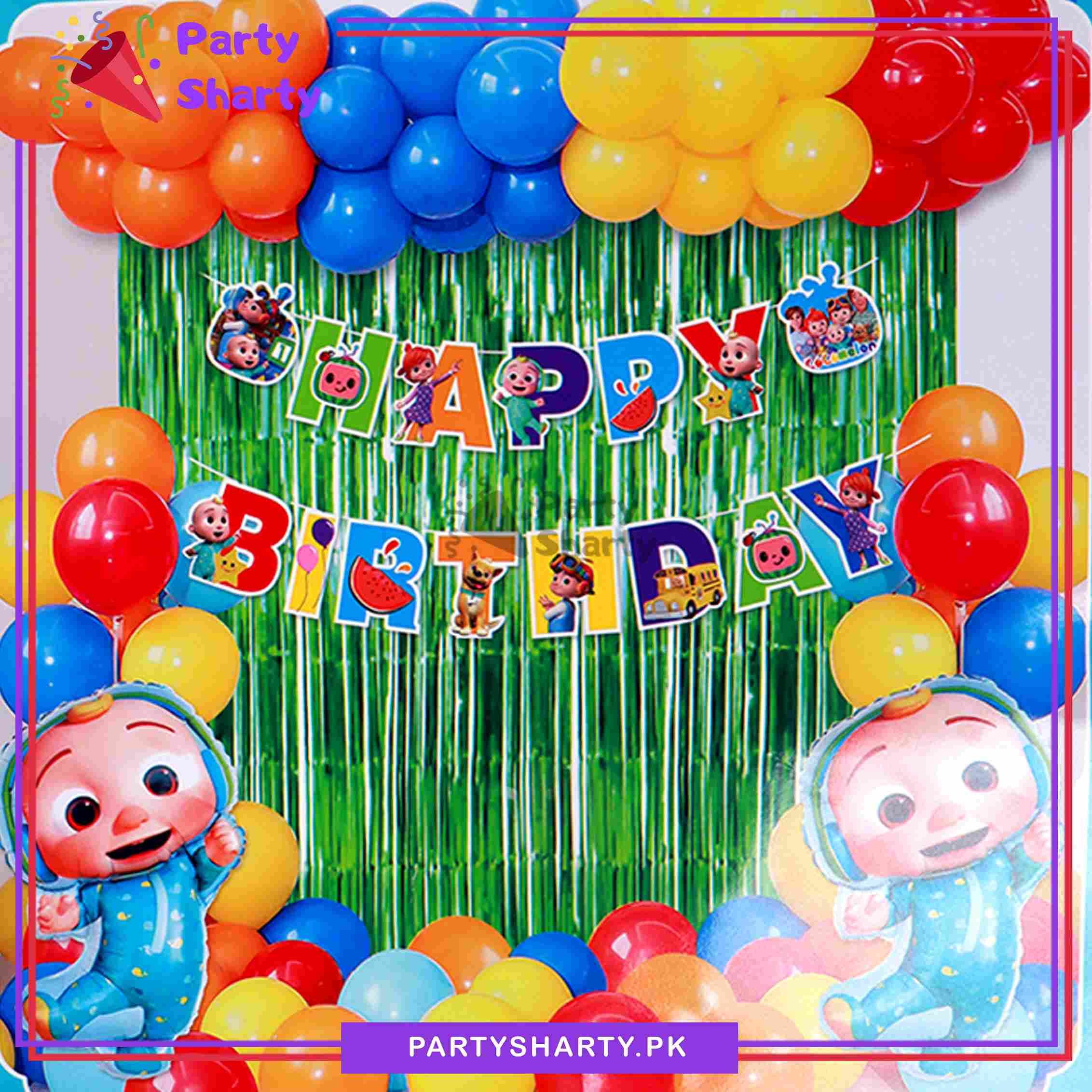 56pcs Happy Birthday Cocomelon Theme Set for Theme Based Birthday Decoration and Celebration