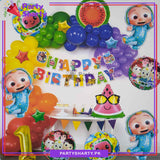 57pcs Happy Birthday Cocomelon Theme Banner with Multi Color Balloons Set for Birthday Decoration and Celebration