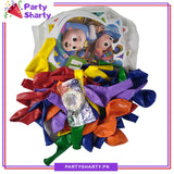 57pcs Happy Birthday Cocomelon Theme Banner with Multi Color Balloons Set for Birthday Decoration and Celebration