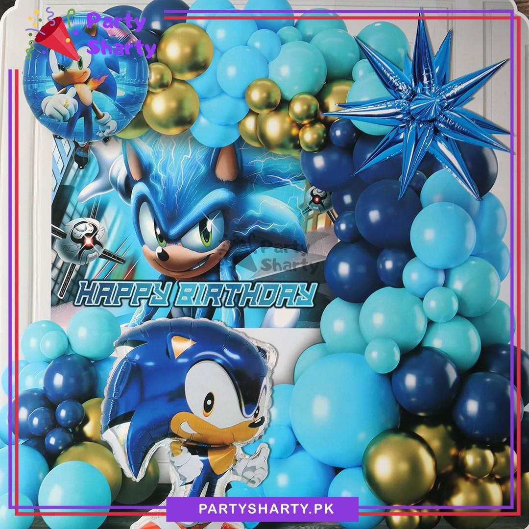 57pcs Happy Birthday Sonic The Hedgehog Theme Set for Theme Based Birthday Decoration & Celebration
