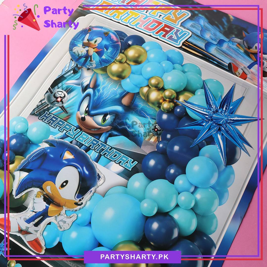 57pcs Happy Birthday Sonic The Hedgehog Theme Set for Theme Based Birthday Decoration & Celebration
