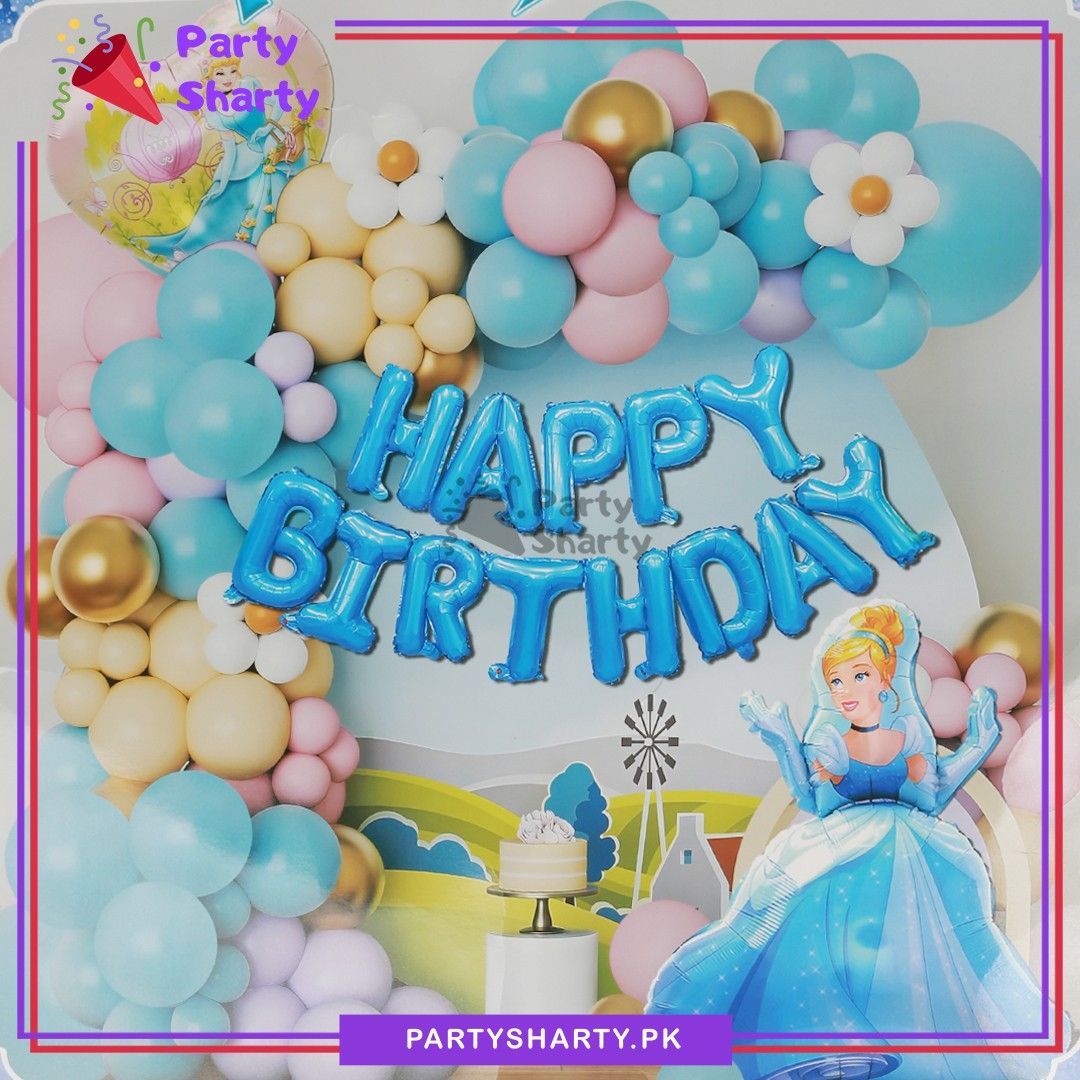 70pcs Happy Birthday Princess Cinderella Theme Set For Cinderella Theme Birthday Decoration & Celebration