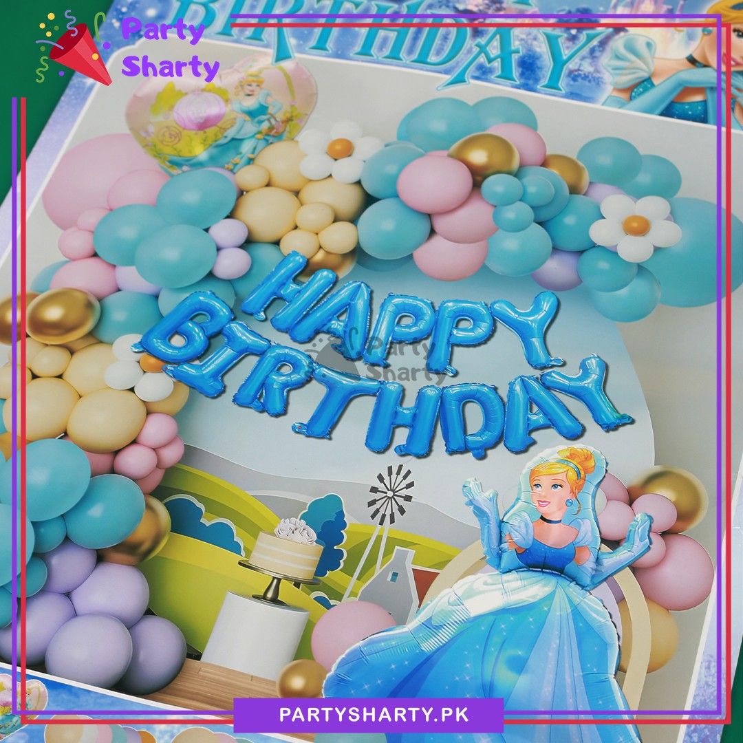 70pcs Happy Birthday Princess Cinderella Theme Set For Cinderella Theme Birthday Decoration & Celebration