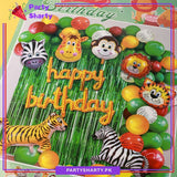 58pcs Happy Birthday Scripted Jungle Theme Set For Jungle / Safari Theme Decoration & Celebration