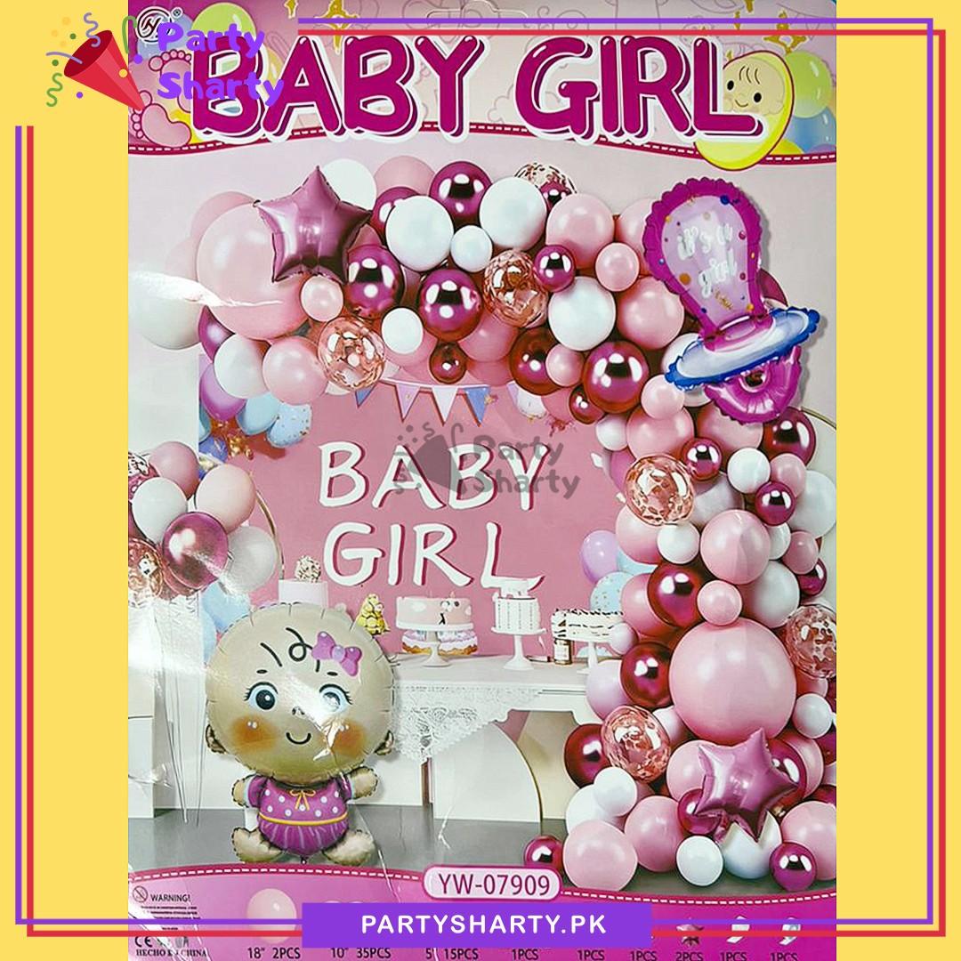 D-2 59pcs Baby Girl Theme Set for Welcome Baby Event Decoration & Celebration