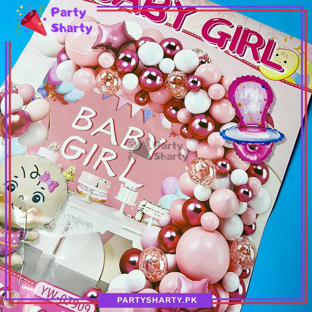 D-2 59pcs Baby Girl Theme Set for Welcome Baby Event Decoration & Celebration
