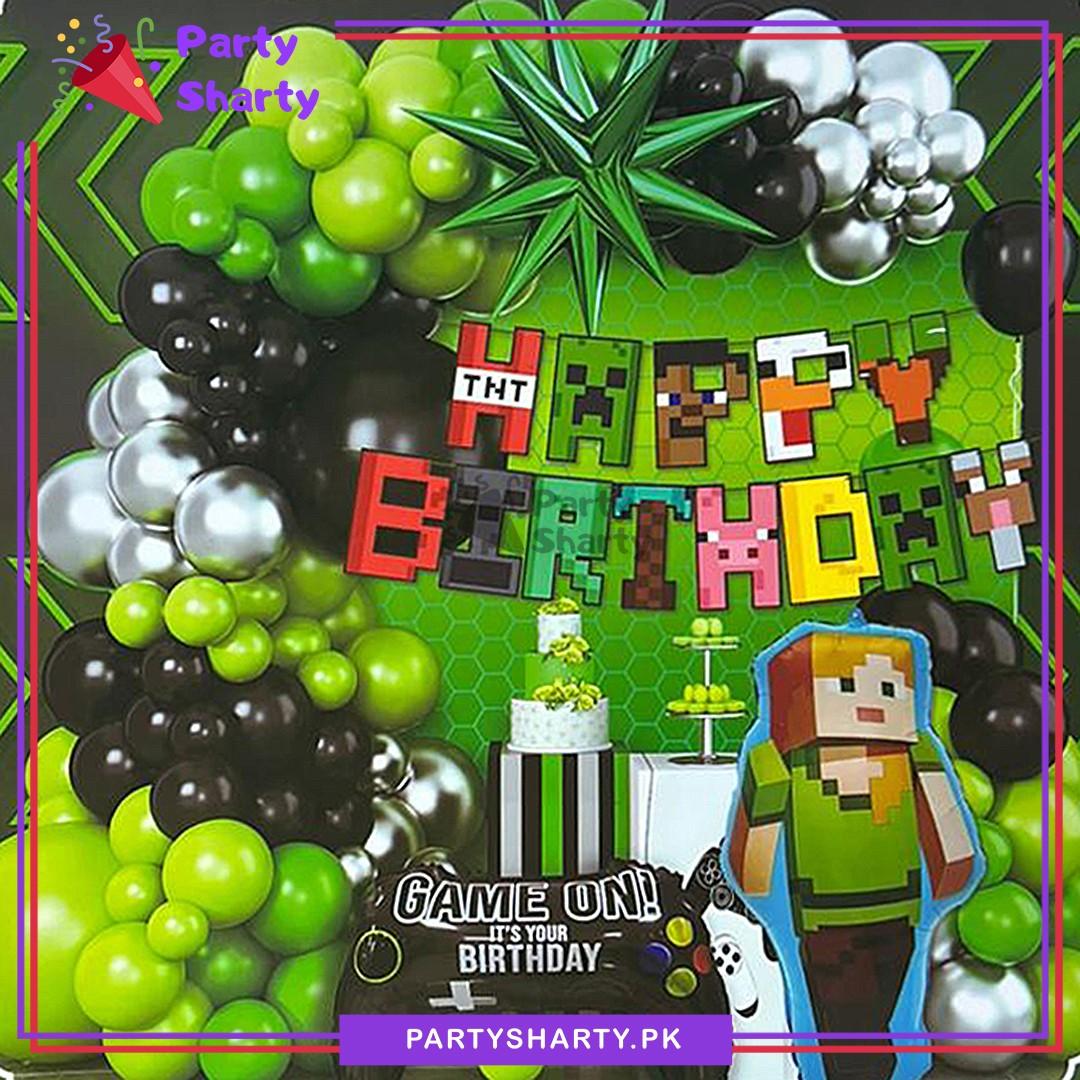 59pcs Happy Birthday Minecraft Theme Set For Theme Based Birthday Decoration & Celebration