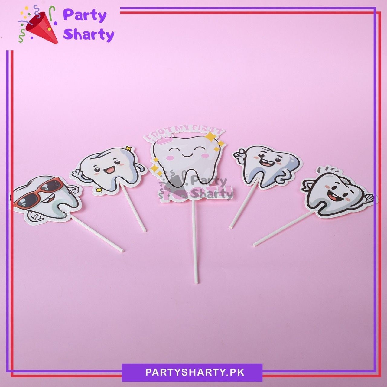 5pcs/Set I Got My First Tooth Cake Toppers Set For First Tooth Celebration & Decoration