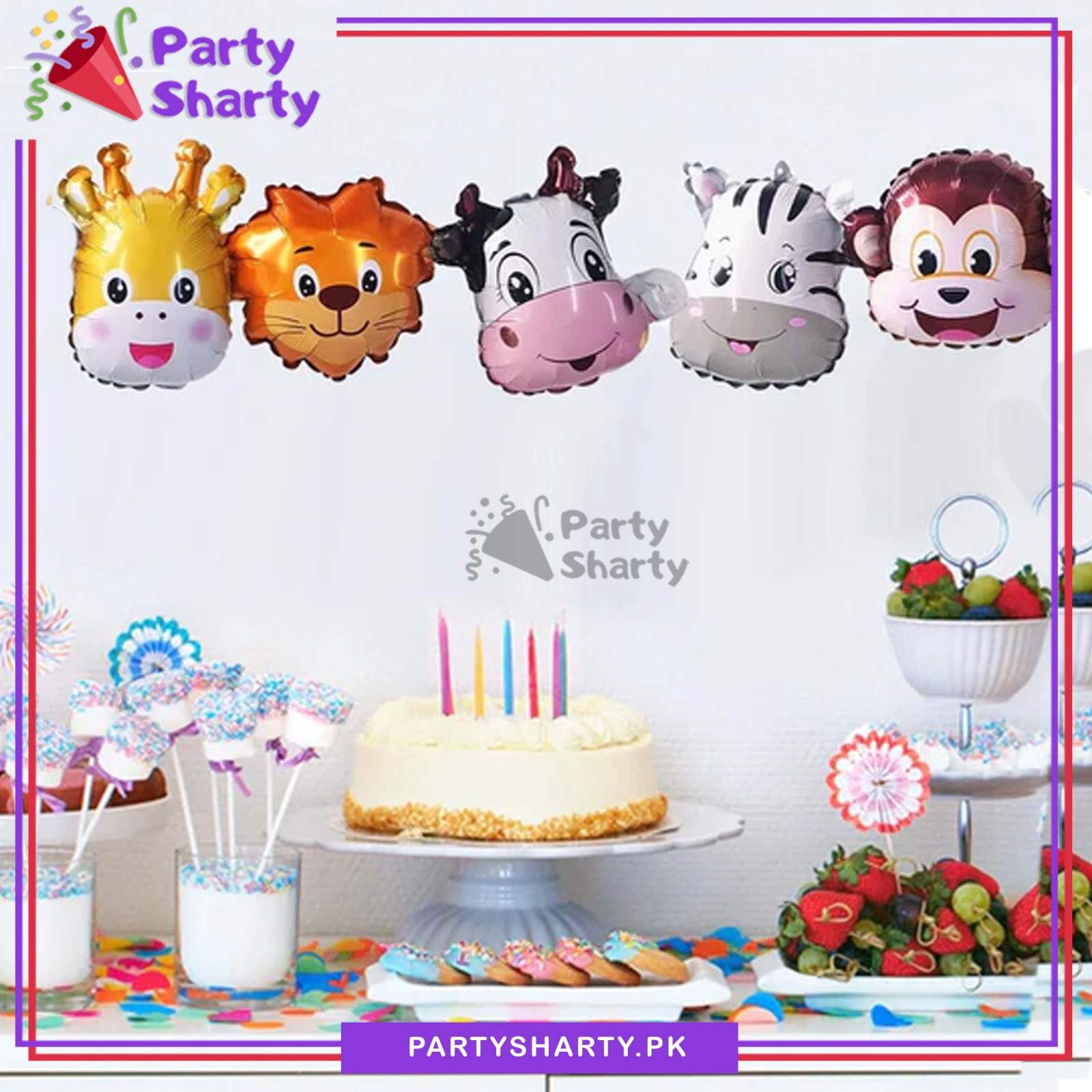 5in1 Jungle Theme Garland Foil Balloon for Jungle/ Safari Theme Kids Birthday Party Decoration